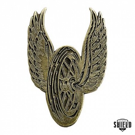 Enamel Pin Winged Wheel - Brass