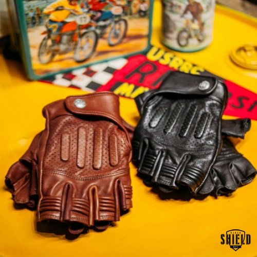 Gloves - Half No Protect Leather Brown and Black